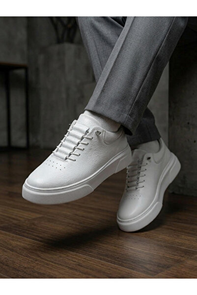 Derify Genuine Leather White Men's Casual Shoes – Orthopedic , Ultra Comforta...