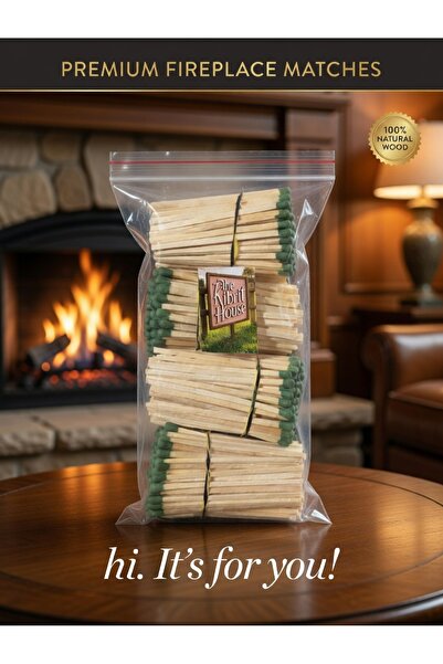 House 250gr Mum Yanı Konsept Lüks Koyu Yeşil Renkli Şömine/Puro Kibriti