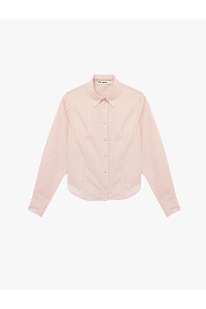 Koton Slim Fit Long Sleeve Classic Collar Buttoned Shirt with Lace-Up Detail ...