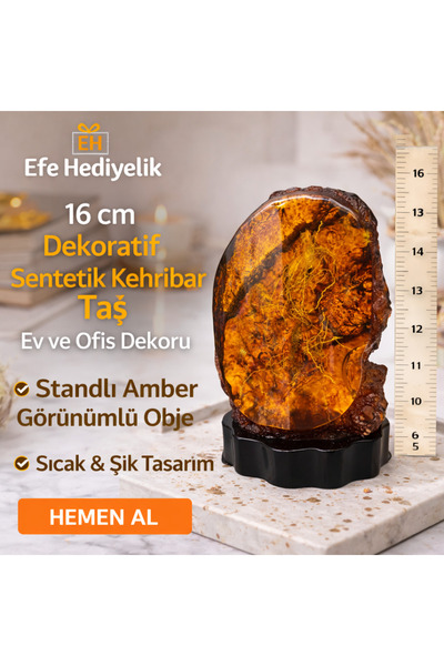 Sentetik kehribar standli dekor