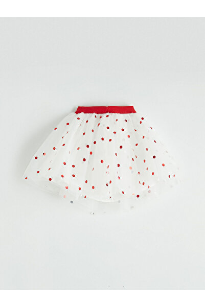 LC Waikiki Ekru Kız Çocuk Puantiyeli Tütü Etek Ve Külotlu Çorap