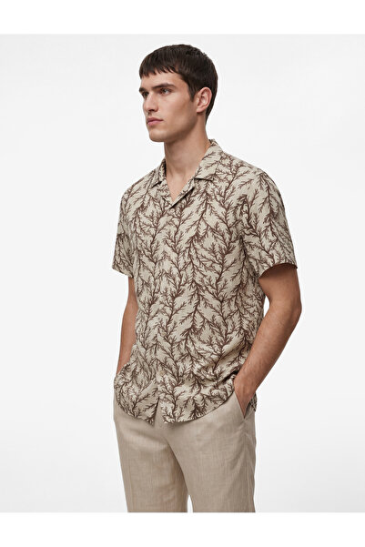 Koton Πουκάμισο με κοντό μανίκι με μοτίβο με γυριστό γιακά