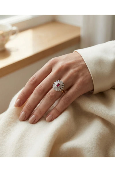 Dorvina Brass Women's Ring Vip Zircon Stone Pink Stone Adjustable Vintage Wom...