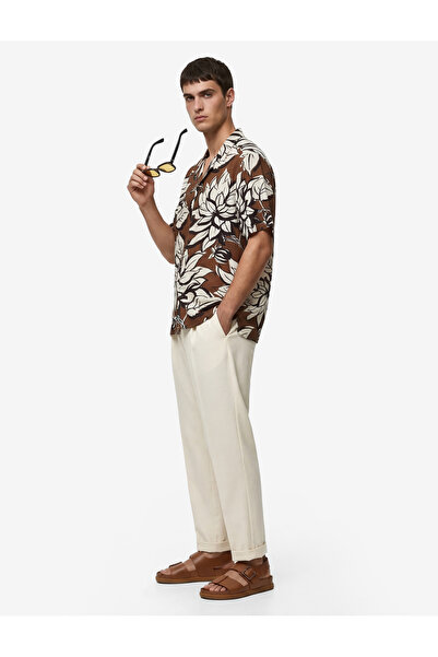 Koton Κανονική εφαρμογή, αναδιπλούμενος γιακάς, κοντομάνικο πουκάμισο με λουλ...