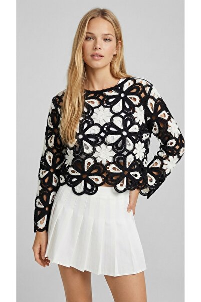 DM DİLAN MODA ملابس نسائية مصنوعة بالكروشيه مقاس قياسي بتصميم زهور فضفاضة منق...