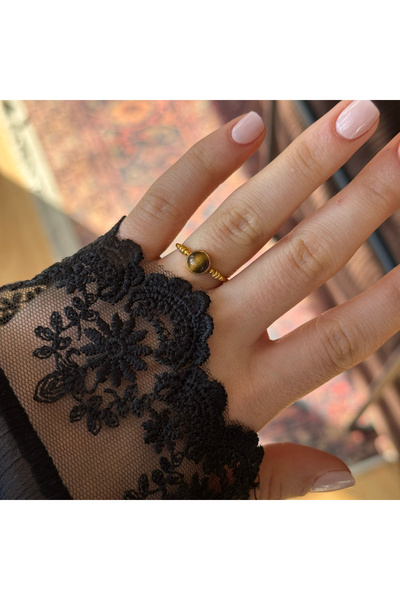 HOUSEKİ Vintage Natural Stone Tiger's Eye Ring