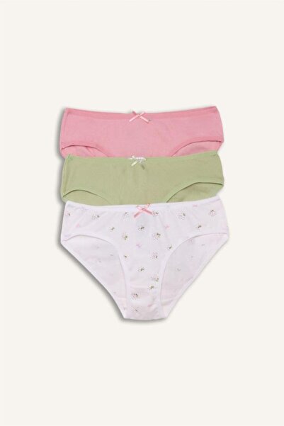 DeFacto Floral bumbac moale Slip cu 3 piese pentru fete (26 SP)