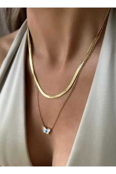 Bubbleatelier Steel 2-Piece Look Italian Chain Butterfly Necklace