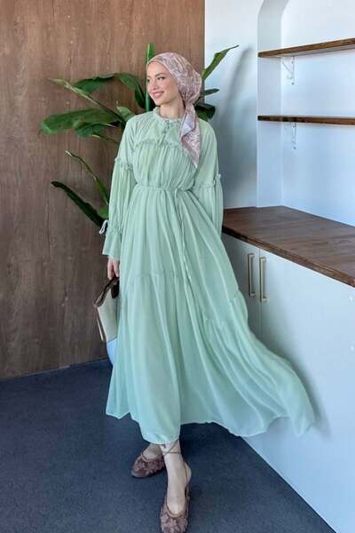 Şulemoda Giyim Φόρεμα σιφόν σε χρώμα μέντας