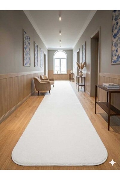 ALTUN CARPET سجادة ممر حديثة من القطيفة البيضاء حذاء بنعل مانع للانزلاق SOLAN...