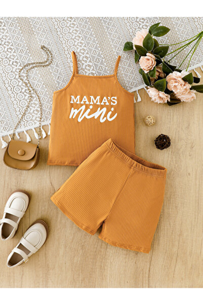 Take Two By Styli Girls Slogan Print Strappy Top and Shorts Set