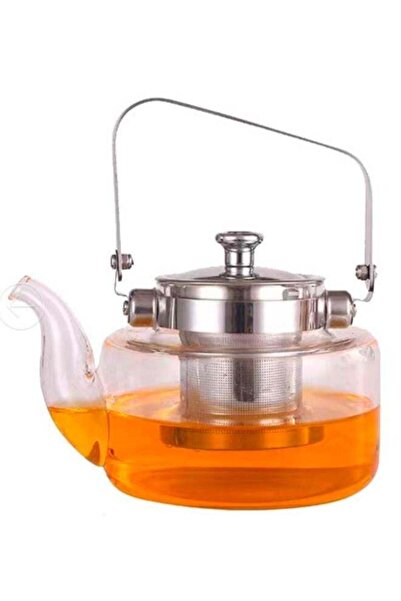 Generic 500ml Glass Teapot with Stainless Steel Infuser, Lid, and Handle