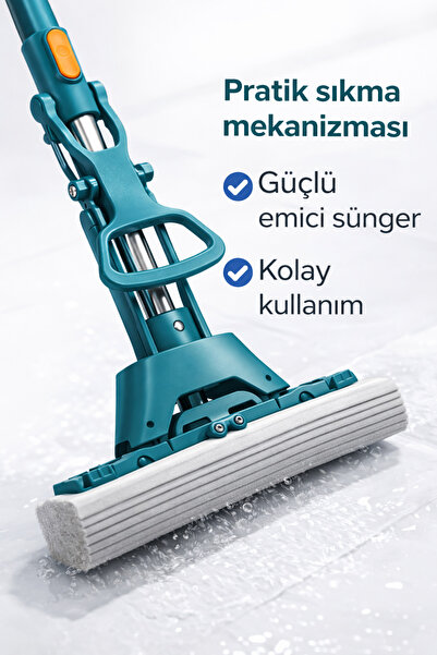 FIRSAT YOLU Kelebek Mop - 2 Adet PVA Sünger 33 CM - Çelik Sap Esnek Kullanım ...