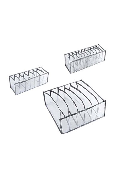 Generic 3-Piece Undergarment Organizer Storage Set Grey