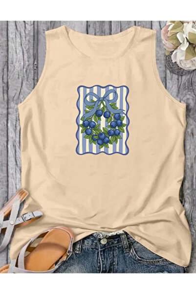 SUNFREE Ribbon Summer Fruits B Printed Women's P Cotton U Sleeveless Summer A...