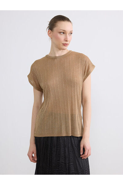 LC Waikiki Lcw Everyday Brown Crew Neck Corded Fabric Women's Knitwear Sweater