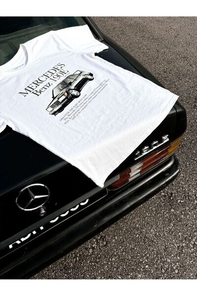 Bravebell Vintage Mercedes 190E Tasarım Beyaz Tişört