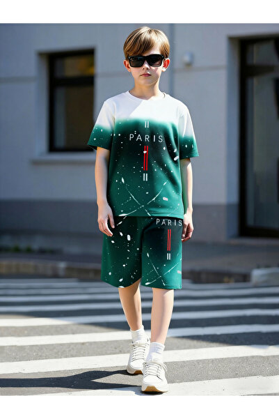 Take Two By Styli Teen Boys Graphic Print T-Shirt and Shorts Set