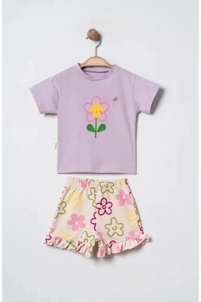 DIDuStore طقم تابو كيدز كيز 1-2-3-4 سنوات تشيك فلاور دي منقوش مكون من قطعتين