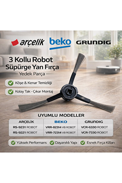 ÖZ BEYAZ EŞYA ARÇELİK RS-9231 T-RS-9221 Robot Süpürge Fırça (ORJİNAL Y.PARÇA)
