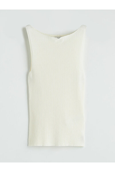 LC Waikiki White Boat Neck Ribbed Women's Knitwear Sweater from Güli̇s Gi̇yi̇m
