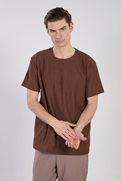 BARRELS AND OIL Men's Crew Neck Textured T-Shirt - Tile