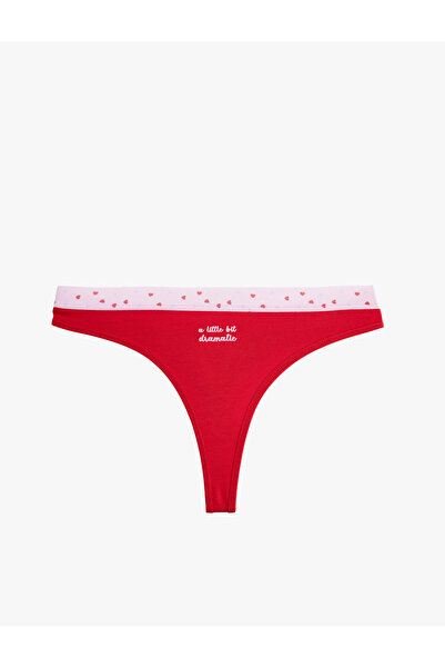 Koton Pamuklu Rahat Kesim Kalpli Baskılı String Külot