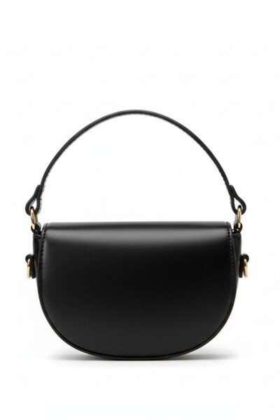 VELLABAGS Black Mini Half Moon Women's Clutch Bag – Gold Detailed