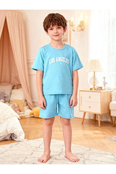Take Two By Styli طقم بيجاما للأولاد باللون الأزرق مطبوع عليه شعار، يتكون من ...