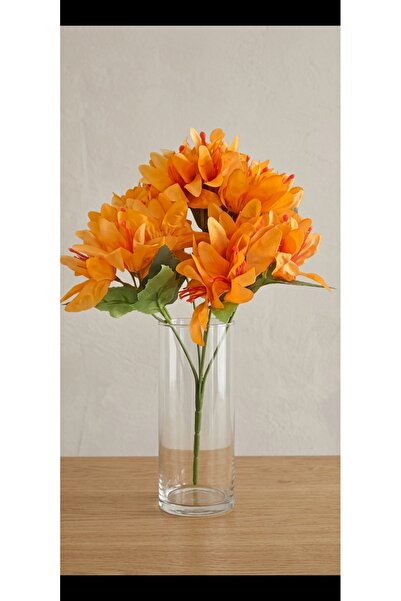 yapay çiçek evi 1 adet5 dallı 35 cm turuncu çan çiçeği ev vazo dekor süsü