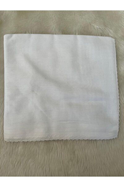 Beykan handmade Handmade Crochet-Edged White Tulle Bent Scarf and Prayer Mat