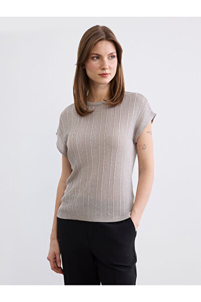 LC Waikiki Beige Crew Neck Corded Fabric Women's Knitwear Sweater