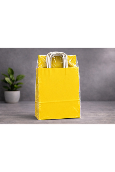 Atölye Kraft Sarı Renk Kraft Çanta 18x8x24 cm 25 Adet