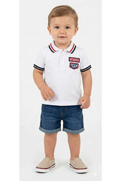 MARCO DONATELI Boys Polo T-Shirt S/S + Denim Short, 36M