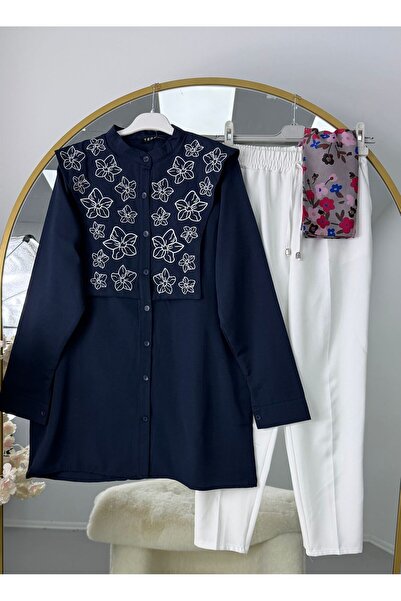 YILMAZBARMAZ costum de damă cu pantaloni albi