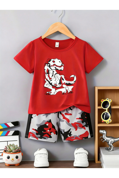 Take Two By Styli Boys Graphic Print T-Shirt and Shorts Set