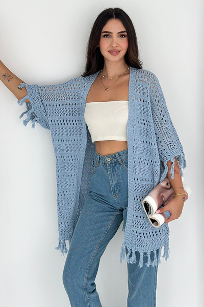 Noa&Noa Tricotaj cu ciucuri pentru femei de tranziție supradimensionat – Stil...