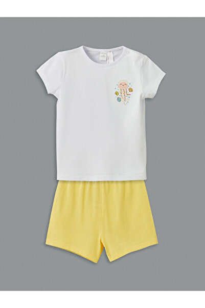 LC Waikiki Crew Neck Printed Baby Girl T-Shirt and Shorts Pack of 2
