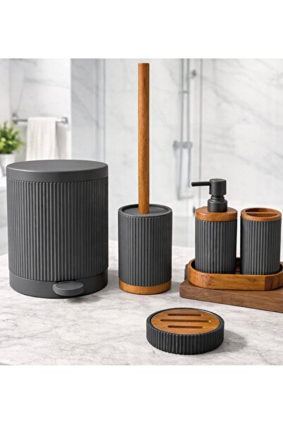 AROW Çırağan Home Camellia Akrilik Yuvarlak 5 Parça Banyo Takımı