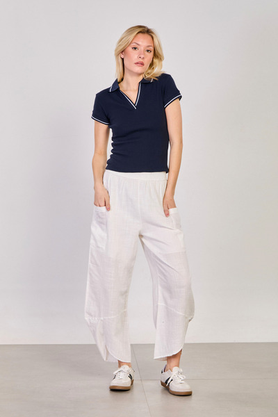 BARRELS AND OIL Women's Tote Bag Pocketed Carrot Pants with Elastic Waist - W...