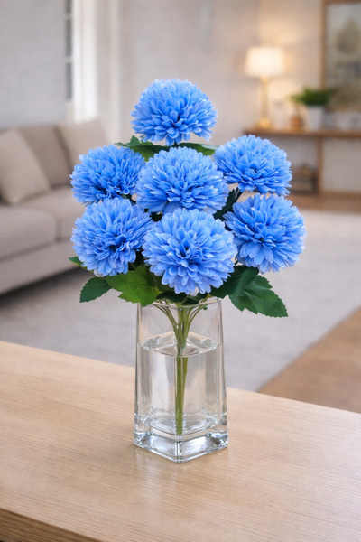 MD Aspiz Flowers Yapay Lüx Top Krizantem 7'li Demeti 35 Cm _ Dekoratif Kartop...