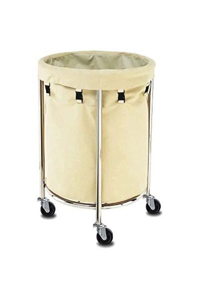 Dreamhigh Dream High Round Laundry Cart with Wheels - 60x80 cm - Beige