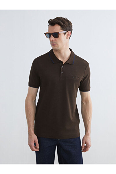 LC Waikiki Men's Textured T-Shirt with Turn-Down Roba Collar for Style Enthus...