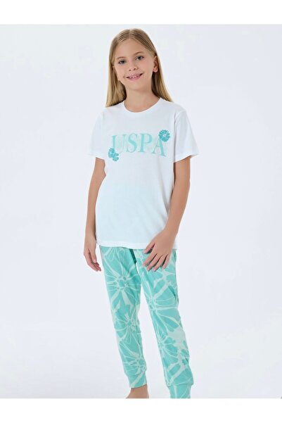 Uspa Girl's Summer Short-Sleeved Combed Cotton Pants Pajama Set