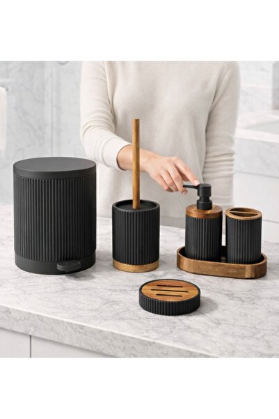 AROW Çırağan Home Camellia Akrilik Yuvarlak 5 Parça Banyo Takımı