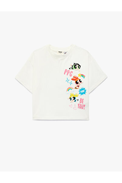 Koton Pamuklu Kısa Kollu Bisiklet Yaka Lisanslı Powerpuff Girls Tişört