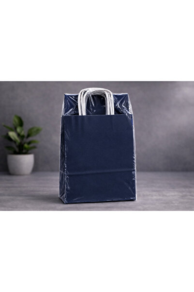 Atölye Kraft Lacivert Renk Kraft Çanta 18x8x24 cm 25 Adet