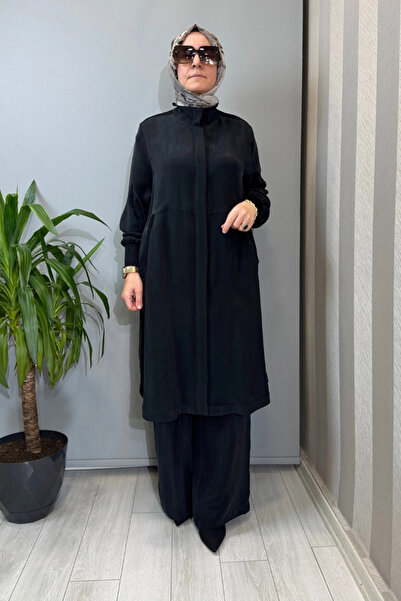 MISS DALIDA Hakim Yaka Pocketed Cupro Cap Black T26Y-8008