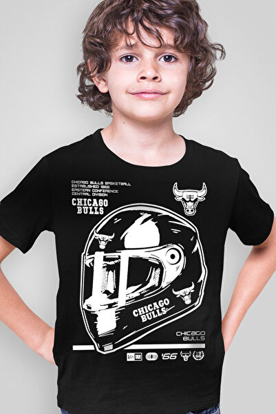 ROCKANDROLL Μαύρο κοντομάνικο μπλουζάκι Chicago Racing για αγόρια