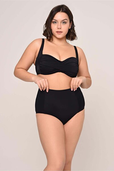 AQUAVİVA Set bikini pentru femei, negru, mărime mare, Carlotta Drapeli talie ...